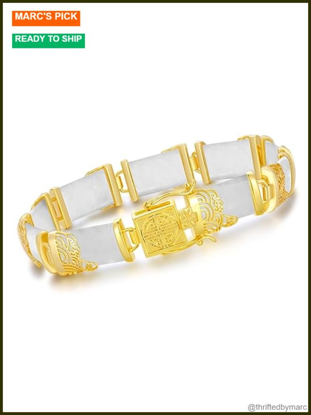 18K Gold Plated Sterling Silver Jade Bangle Bracelet Fortune Fine Jewelry Gift